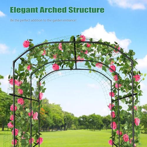 SUNYRISY Garden Arch Trellis for Climbing Plants Outdoor 87" x 71" x 75" - size: 87"H x 71"L x 75"W