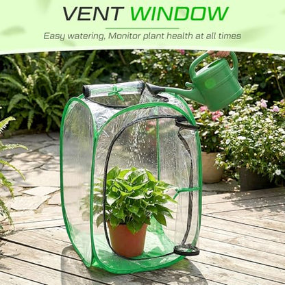 2 Pcs Pop up Mini Greenhouse Cover, Foldable PVC Plant Protector