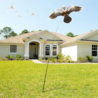 eyijklzo Bird Scarer Hawk Flying Kite with 13ft Telescopic Pole-White - style: White-with 4m pole