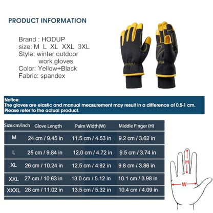 Waterproof Insulated Winter Work Gloves for Men, 3M Thinsulate - size: Large