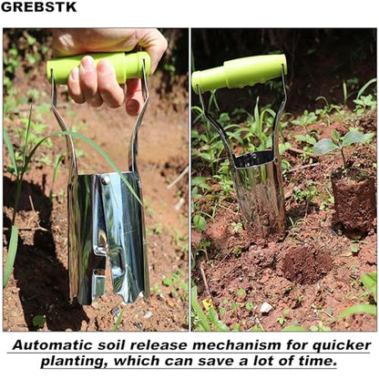 GREBSTK Bulb Transplanter, Stainless Steel Soil Release Tool