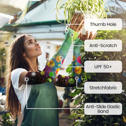 YPHCDO Gardening Sleeves for Women Cooling Sun Protection Anti-Scratch - color: Green Black