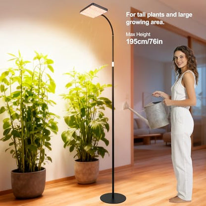FECiDA 76" Floor Lamp Grow Light with Stable Base for Tall Indoor Plants - size: FloorLamp-1Head-25W-Timer