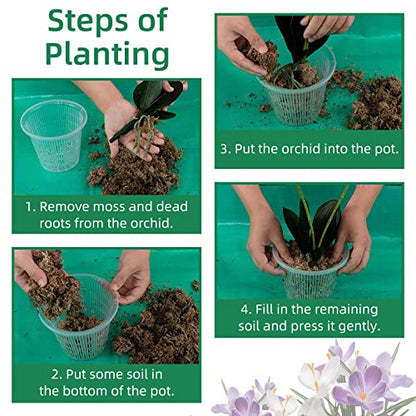 Orchid Pot 4 inch Orchid Pots with Holes 12 Pcs Clear Plastic Orchid Pots Slotted for Repotting Clear Nursery Net Plastic Flower Plant Pot Indoor Outdoor (4.3inch, 12pcs) - size: 4.3 Inch