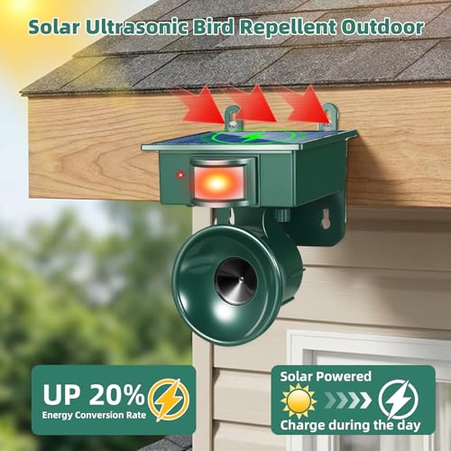 2026 New Solar Ultrasonic Bird Repellent Outdoor,Woodpecker Deterrent for House,Keep Birds Away,Goose Pigeon Bird Deterrents for Outside,Birds Scare Devices for Balconies Yard Garden Farm Orchard1 Pcs