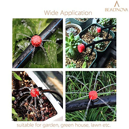 BEADNOVA Drip Emitter 150 Pcs 360 Degree Adjustable Dripper Emitters for Drip Line 1/4 Inch Irrigation Tube Watering System Gardening (Red) - color: 150pcs
