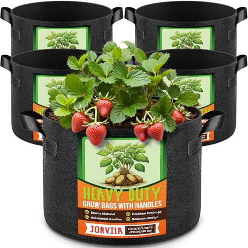 Jorvila 5-Pack 15 Gallon Grow Bags - color: Black, size: 15 Gallon