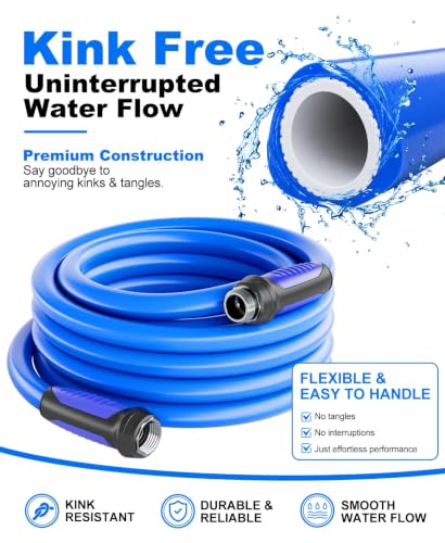SPECILITE Garden Water Hose 100 ft x 5/8", Kink-Free Triangle Prism Design - size: 100FT