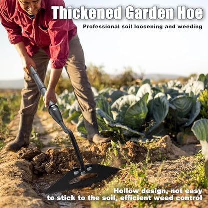 Hoe Garden Tool, Hollow Hoe with 55 Inch Long Handle, Adjustable Manual Weeder Heavy Duty Garden Hoe for Weeding, Digging, Hoeing, Cutting and Loosing Soil - size: 55 Inches