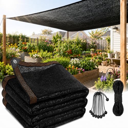 PJT 75% Shade Cloth for Garden 12x20 FT, Breathable HDPE Sun Shade Cover - size: 12x20FT