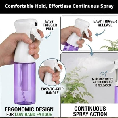 VIGOR PATH Continuous Mist Purple Spray Bottle 200ml Fine Mist for Hair - color: PURPLE