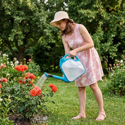 1 Gal Blue Clear Plastic Foldable Watering Can - color: Blue, size: BLUE-4L