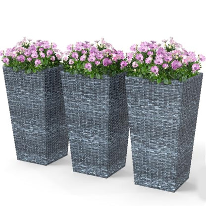 Outsunny 24 in Taper Tall Planters for Outdoor Plants Set of 3, Gray - color: Gray