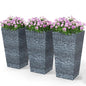 Outsunny 24 in Taper Tall Planters for Outdoor Plants Set of 3, Gray - color: Gray