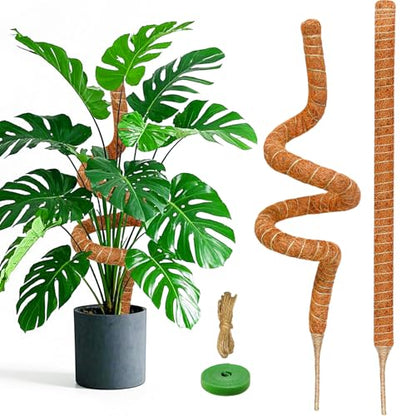 2 Pack 60'' Moss Pole for Monstera, Bendable Coco Coir Plant Support Stakes - size: 2 Pack ( 60-Inch)