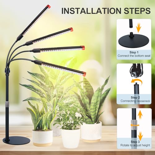 4‑Head Full Spectrum Table Top Grow Lights for Indoor Plants - size: Desk-4Head-36W