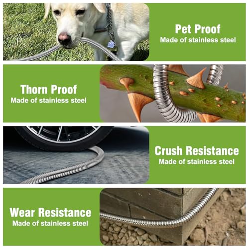 Beitopamz Metal Garden Hose 50 ft with Nozzle, Stainless Steel - size: 50 ft