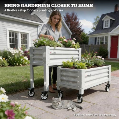 Anleolife Low-Profile Elevated Raised Garden Bed, Antique White - color: Antique White, size: 48x24x22 in
