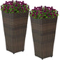 Sunnydaze 24" Square Tall Wicker Outdoor Planter, Brown, 2pk - color: Brown, size: 24 in