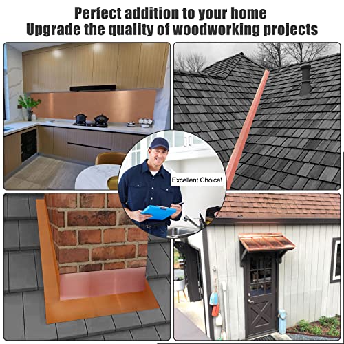 Copper Flashing 99.95% Pure - 16 Oz 24 Gauge 0.5mm Thickness - 10 Feet Length Copper Roll in Various Widths – Contractors & DIY Projects (24 Ga, 3" Width x 10 FT) - size: 24 Ga, 3" Width x 10 FT