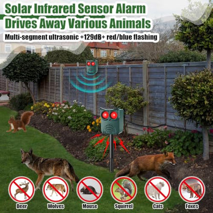 2 Pack Solar Motion Sensor Security Alarm, Outdoor Animal Deterrent