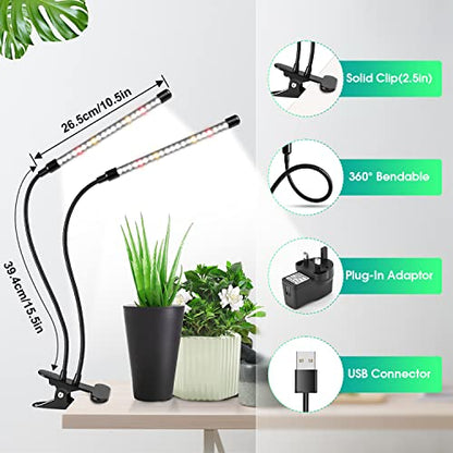 Wolezek Clip on Grow Lights for Indoor Plants, Full Spectrum 6000K - color: White-2 Head