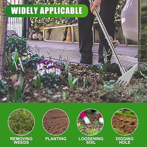 BARAYSTUS 2‑in‑1 Garden Hoe & Weed Rake with Long Handle for Weeding