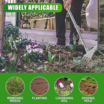 BARAYSTUS 2‑in‑1 Garden Hoe & Weed Rake with Long Handle for Weeding