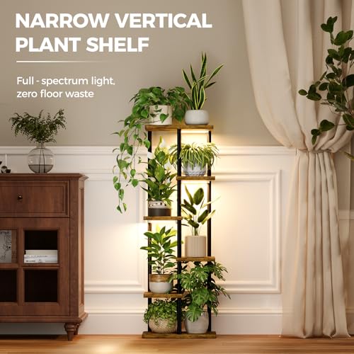 Bamworld Plant Shelf with Grow Light for Indoor Plants Corner 6 Tier - style: 6 Tier,Square