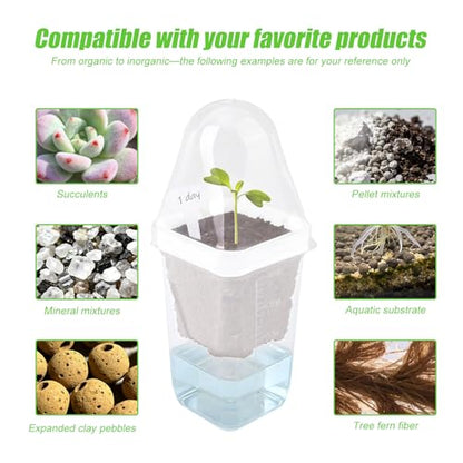 12 Sets 2.5" Mini Self Watering Pots with Humidity Dome & Plant Labels