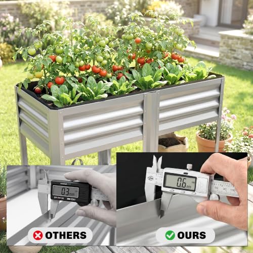 Outsunny Galvanized Steel Raised Garden Bed with Storage Shelf, Silver - color: Silver
