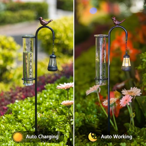 Hummingbird Rain Gauge Outdoor, Solar Rain Gauges - color: Street-Lamp