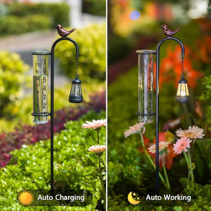 Hummingbird Rain Gauge Outdoor, Solar Rain Gauge - color: Street-Lamp