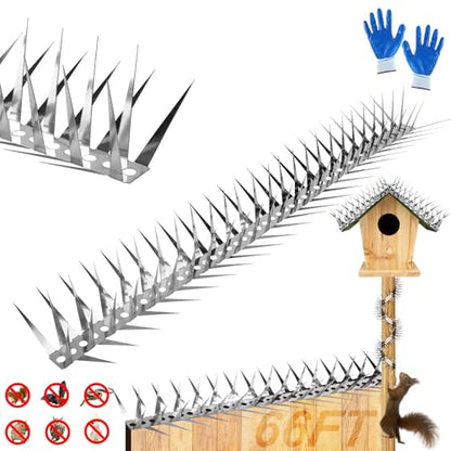 Bird Spikes 65 FT Anti Climb Spikes Stainless Steel Bird Squirrel Deterrent - size: 65 FT
