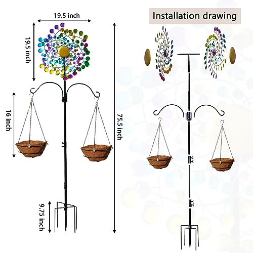 Large Metal Kinetic Wind Spinners Outdoor Garden Yard Decor