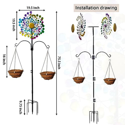 Large Metal Kinetic Wind Spinners Outdoor Garden Yard Decor