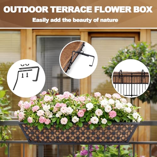 24 Inch Railing Planter Box Outdoor Deck Railing Flower Boxes