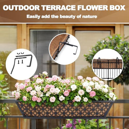 24 Inch Railing Planter Box Outdoor Deck Railing Flower Boxes