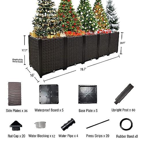 Large Planters for Outdoor Plants Raised Garden Bed Kit Rectangular Elevated Plastic Garden Boxes for Gardening Vegetables Flowers in Backyard Patio Balcony