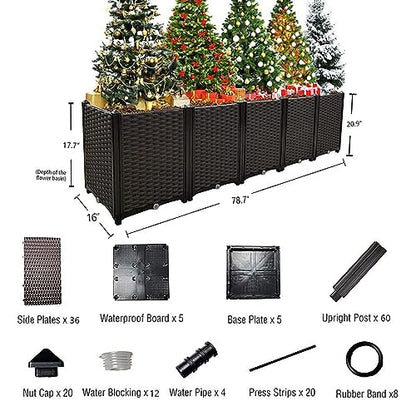 Large Planters for Outdoor Plants Raised Garden Bed Kit Rectangular Elevated Plastic Garden Boxes for Gardening Vegetables Flowers in Backyard Patio Balcony