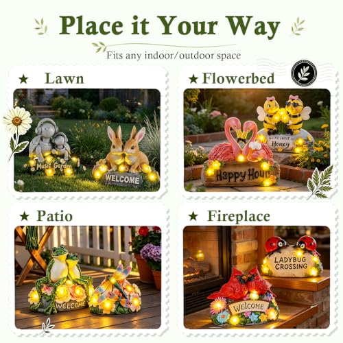 Solar Garden Statues 5.3" Couple Red Cardinal Figurines with Welcome Sign - style: Cardinal