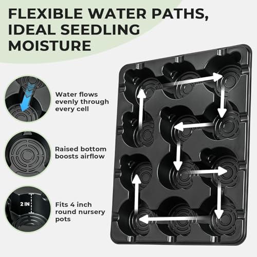 homenote 4 Inch Seed Starter Trays 2 Pack with Humidity Dome - size: 4 Inch, style: 2 Pack Tray+Nursery Pots+Humidity Dome