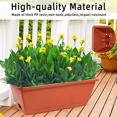 8pcs Window Box Planter,Rectangle Plastic Vegetable Flower Planters Boxes - color: Red
