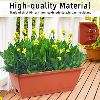 8pcs Window Box Planter,Rectangle Plastic Vegetable Flower Planters Boxes - color: Red