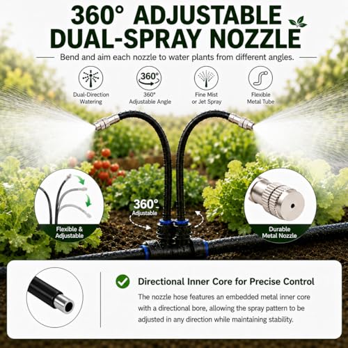 50FT High-Flow Irrigation System for Garden, 12mm Main Tubing,30 Nozzles - size: 50Ft