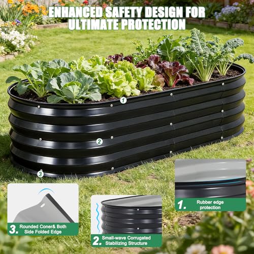 2Pcs Galvanized Raised Garden Bed Kit Outdoor 4x2x1ft, Grey - color: Gray