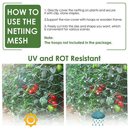 13X40Ft Bird Netting for Garden Protect Vegetable Plants and Fruit Trees,Plastic Trellis Netting for Birds, Deer,Squirrels and Other Animals - size: 13X40