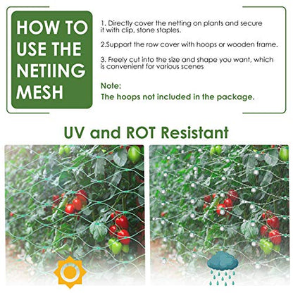 Ruolan Bird Netting for Garden Protect Vegetable Plants and Fruit Trees13X82Ft,Plastic Trellis Netting for Birds, Deer,Squirrels and Other Animals - size: 13X82