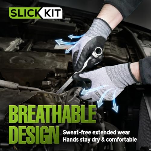 MicroFoam Nitrile Coated Work Gloves 6 Pairs, Superior Grip & Dexterity, Seamless Knit Liner, Breathable, Versatile - size: Medium/8
