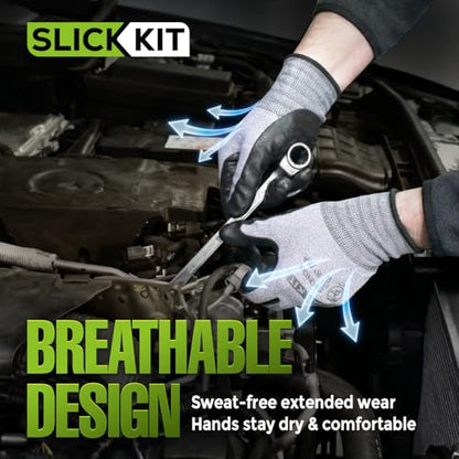 MicroFoam Nitrile Coated Work Gloves 6 Pairs, Superior Grip & Dexterity, Seamless Knit Liner, Breathable, Versatile - size: Small/7